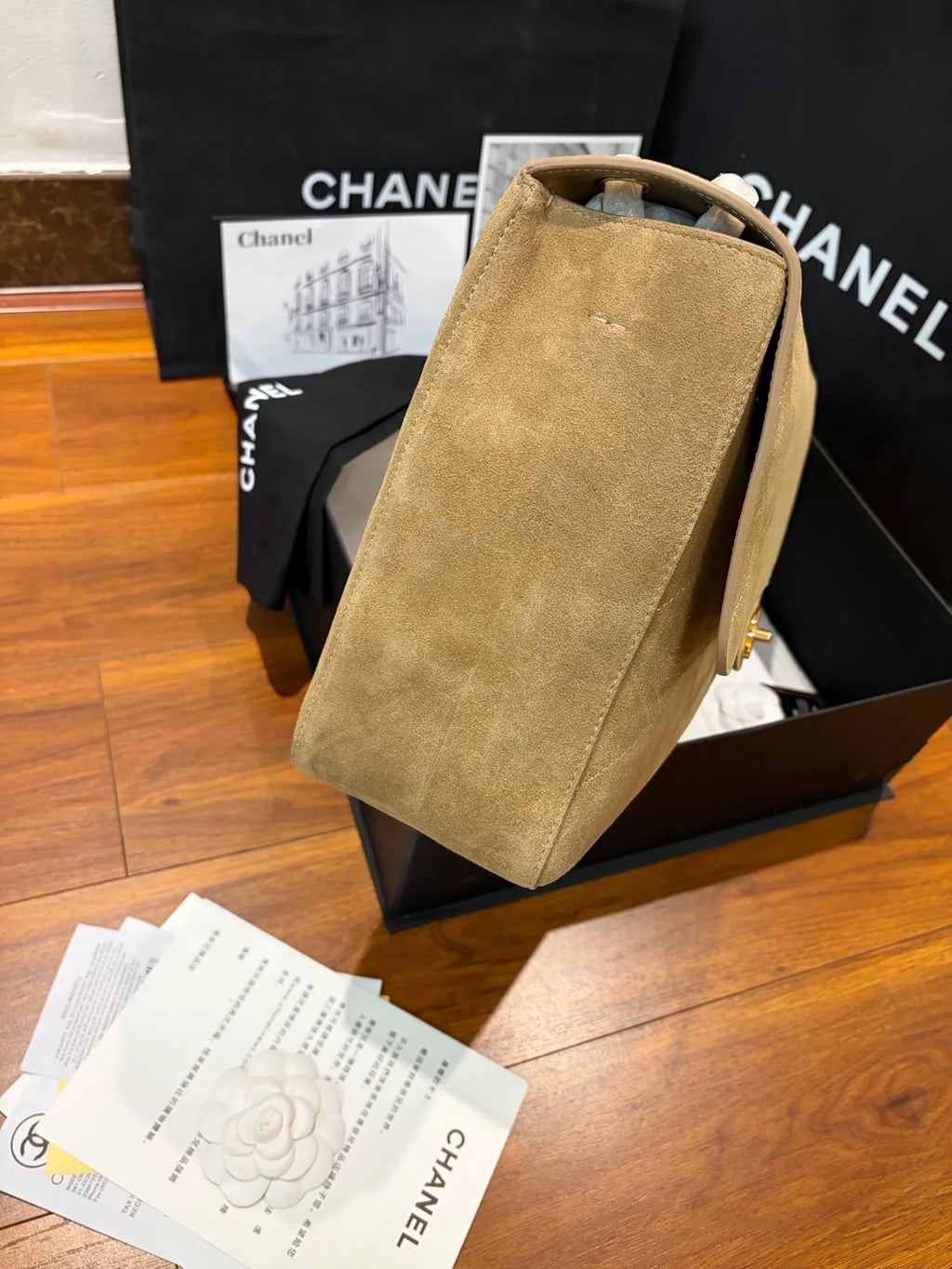 CHANEL Large Suede CF Handbag