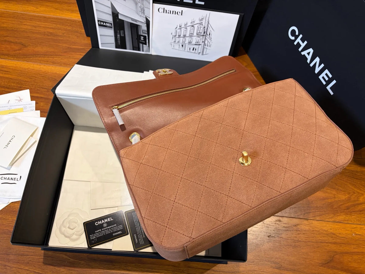 CHANEL Large Suede CF Handbag