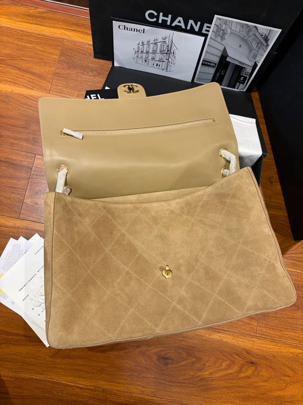CHANEL Large Suede CF Handbag