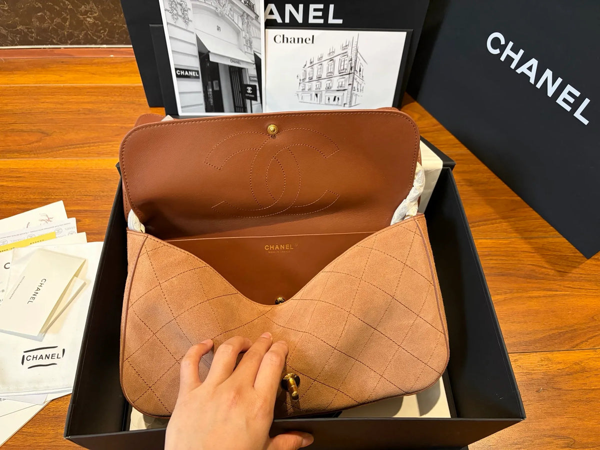 CHANEL Large Suede CF Handbag