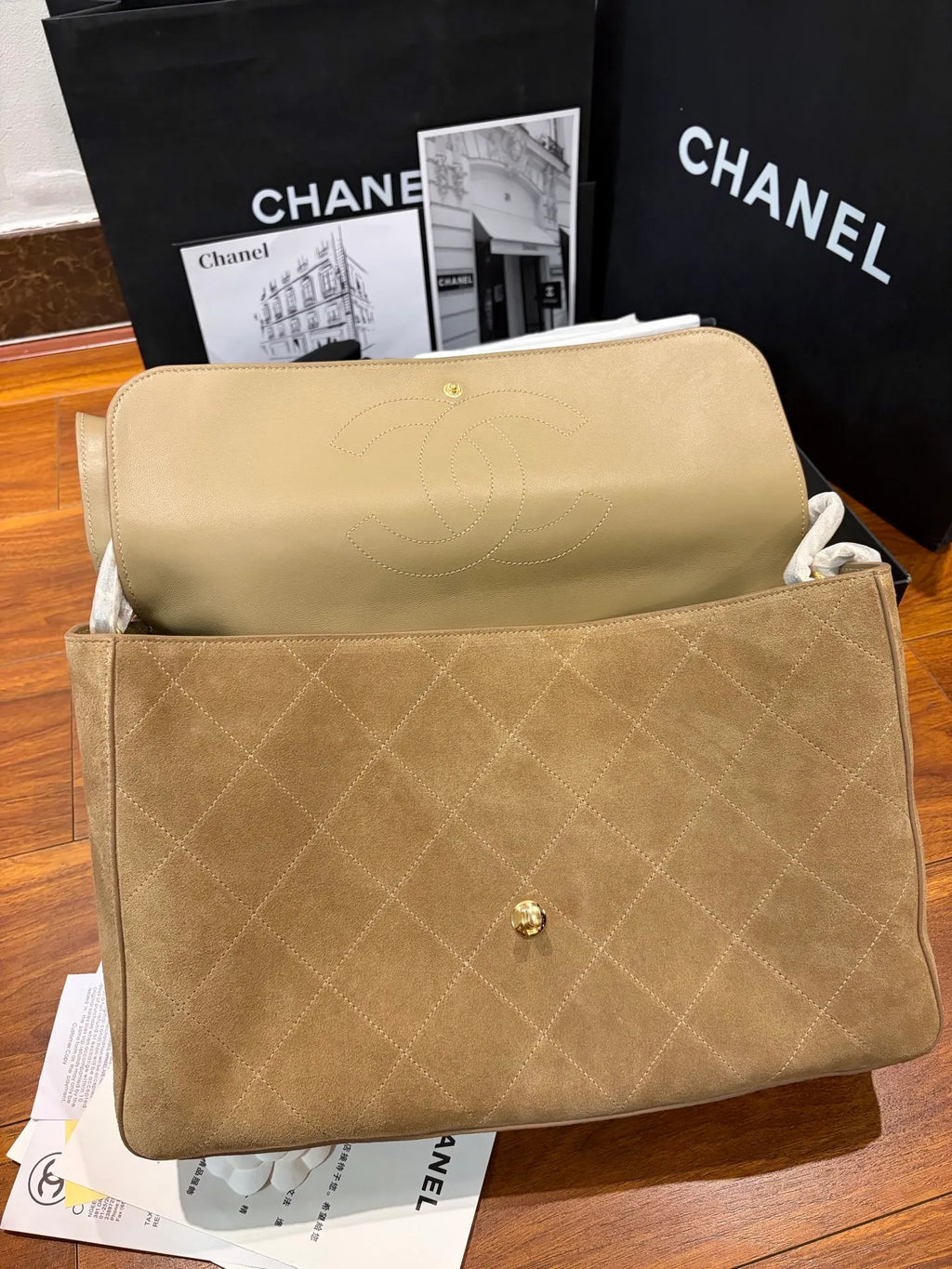 CHANEL Large Suede CF Handbag