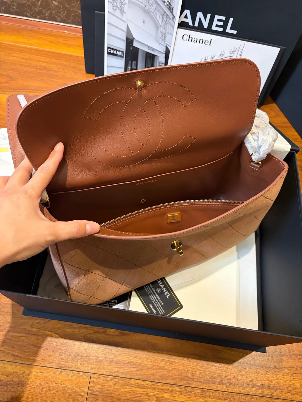 CHANEL Large Suede CF Handbag