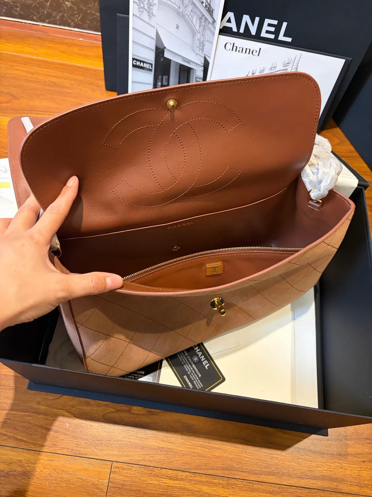 CHANEL Large Suede CF Handbag