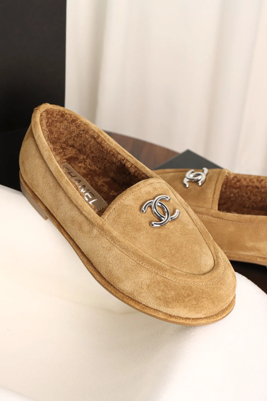 Chanel Maillard Plush Loafers 735622
