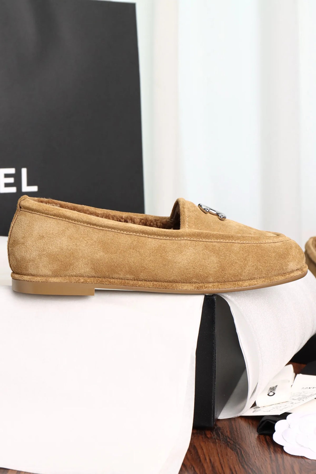 Chanel Maillard Plush Loafers 735622