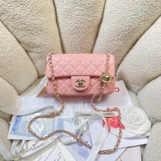 Chanel Pearl Crush Mini Flap Bag Pink Light Gold AS1787