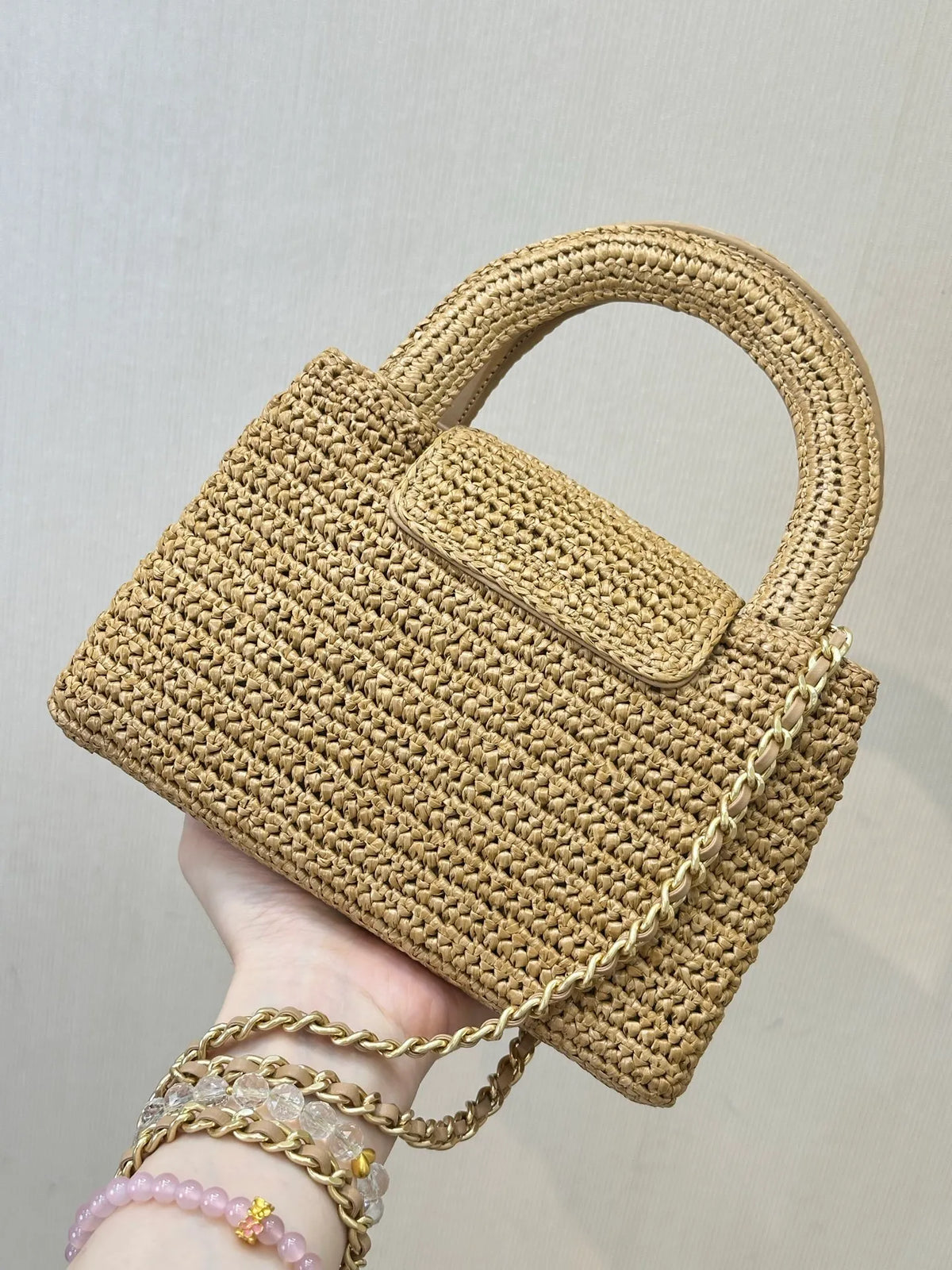 CHANEL Raffia Kelly Bag