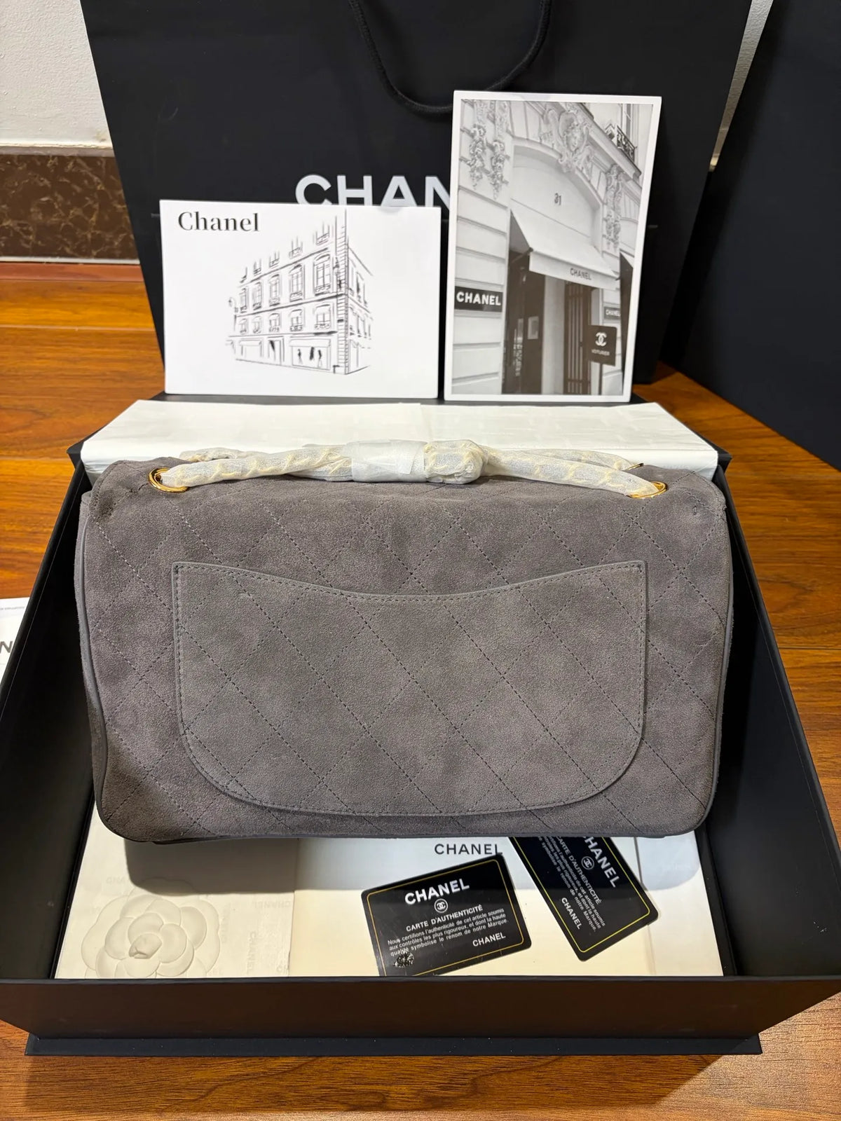 CHANEL Suede Large Classic Flap Bag