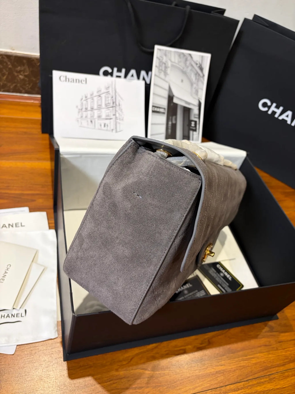 CHANEL Suede Large Classic Flap Bag