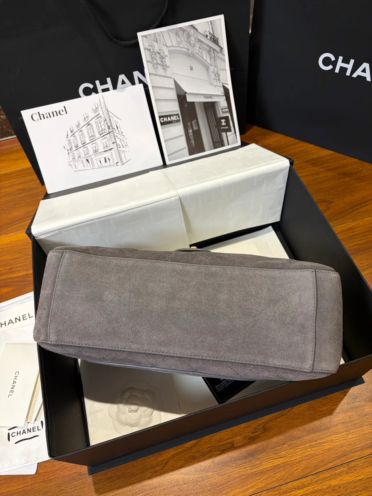 CHANEL Suede Large Classic Flap Bag