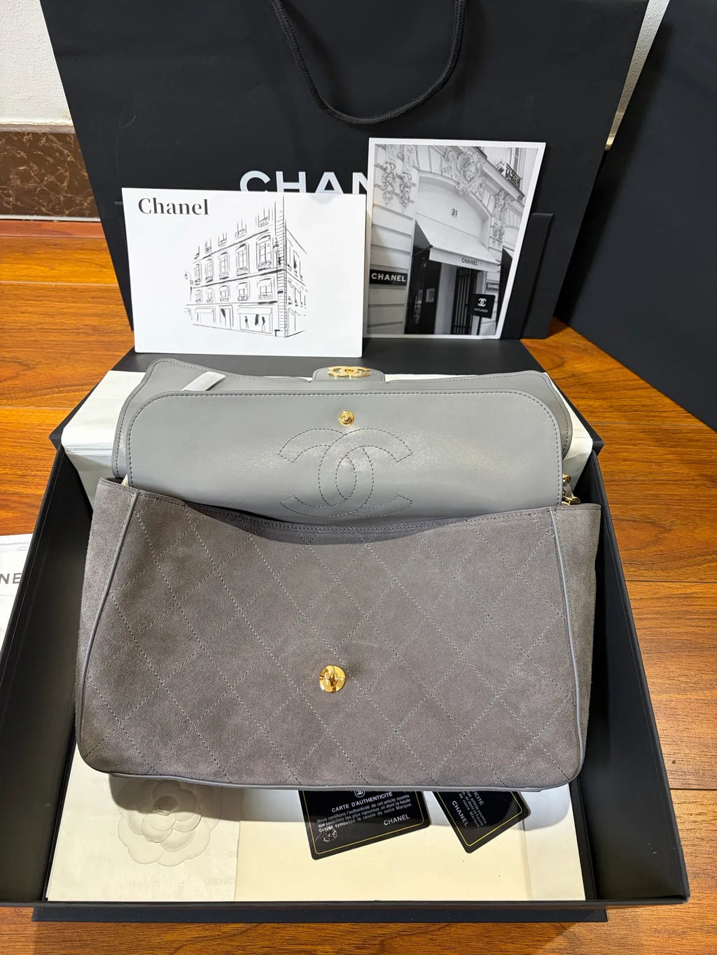 CHANEL Suede Large Classic Flap Bag