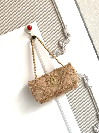Chanel Vintage Straw Bag Linen AS0001