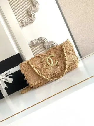 Chanel Vintage Straw Bag Linen AS0001