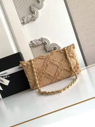 Chanel Vintage Straw Bag Linen AS0001