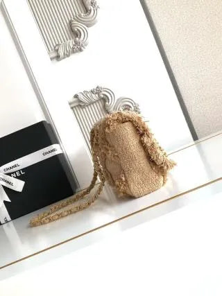 Chanel Vintage Straw Bag Linen AS0001