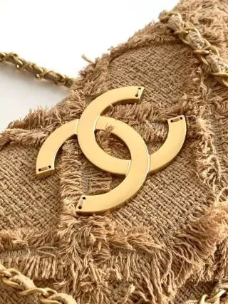 Chanel Vintage Straw Bag Linen AS0001