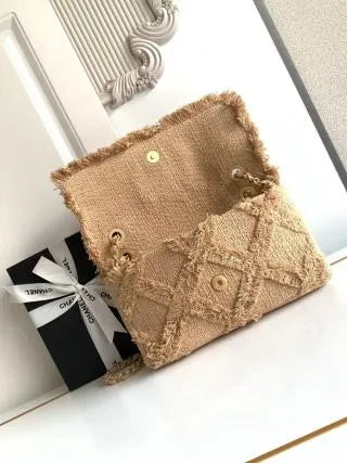 Chanel Vintage Straw Bag Linen AS0001