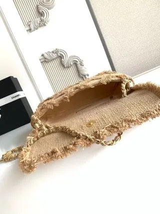 Chanel Vintage Straw Bag Linen AS0001