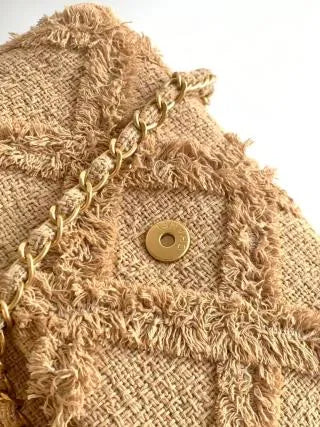 Chanel Vintage Straw Bag Linen AS0001