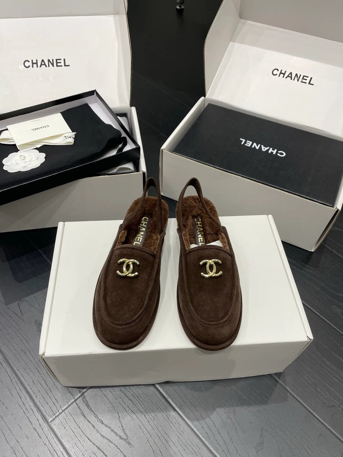 Chanel Women's 25A Teddy Loafer Mules Shearling 340625
