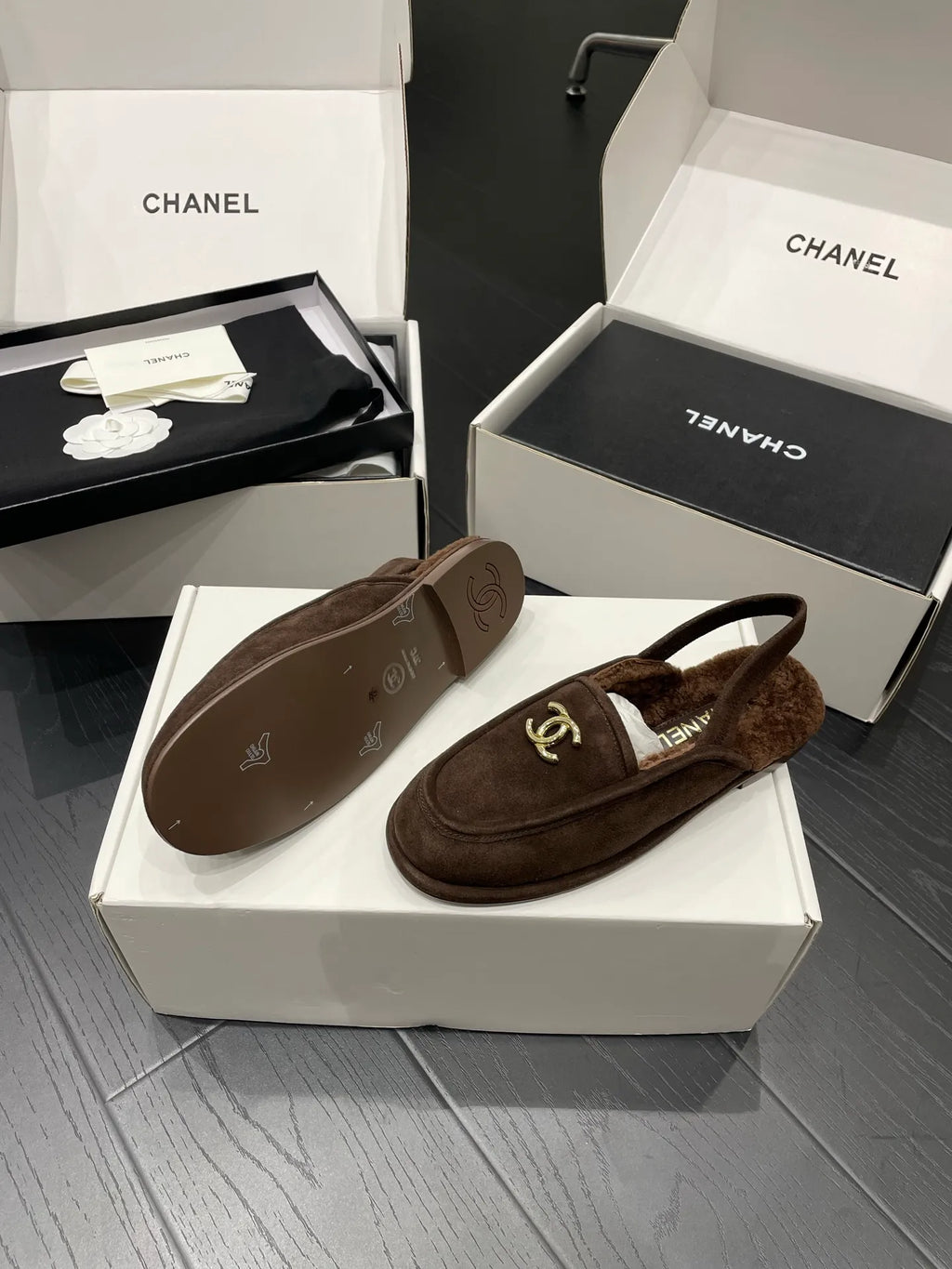 Chanel Women's 25A Teddy Loafer Mules Shearling 340625