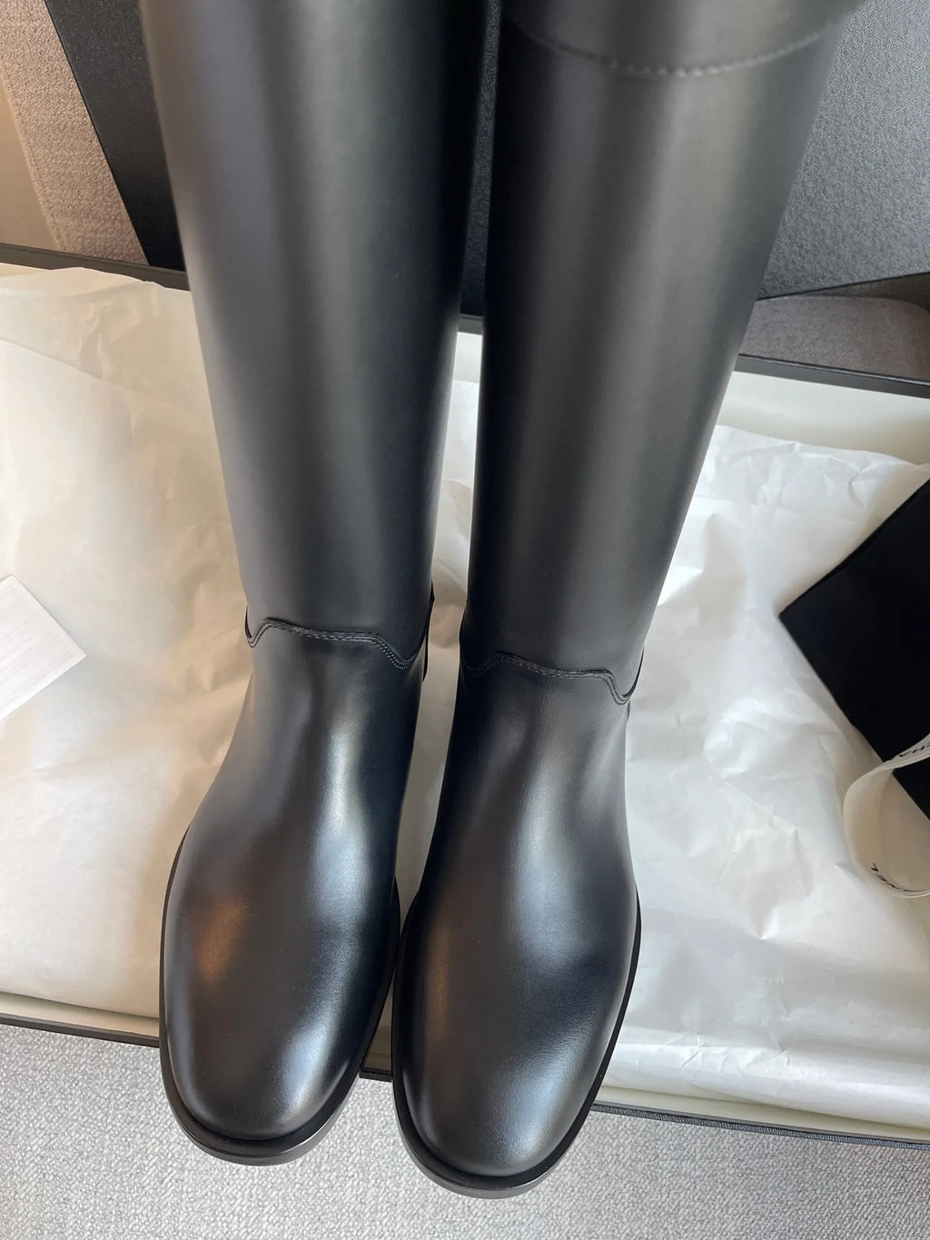 Chanel Women's 26B Double C Buckle Long Boots Calfskin Leather 329121