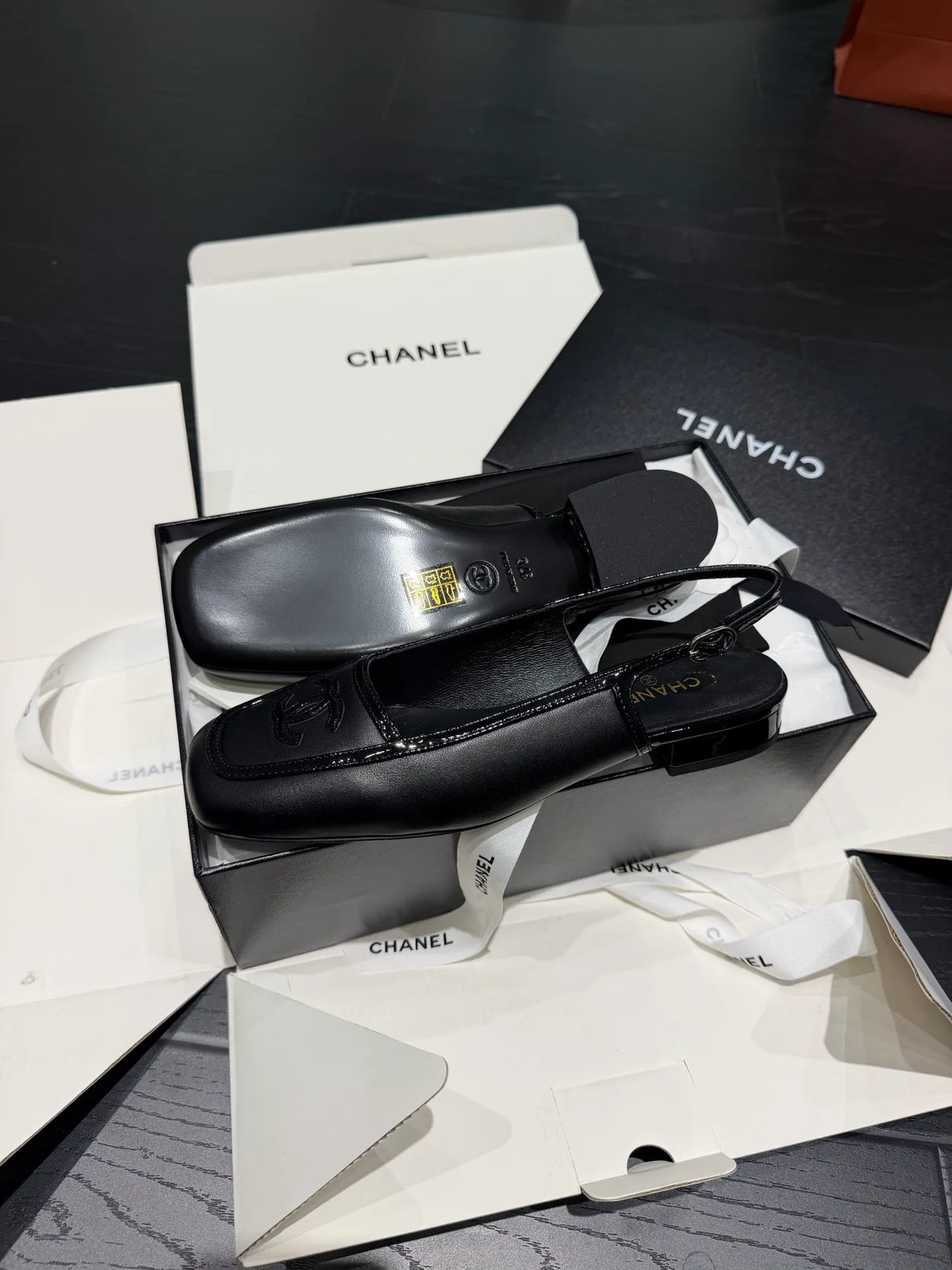 Chanel Women's 26B French Mule Sandals Sheepskin Leather 340614