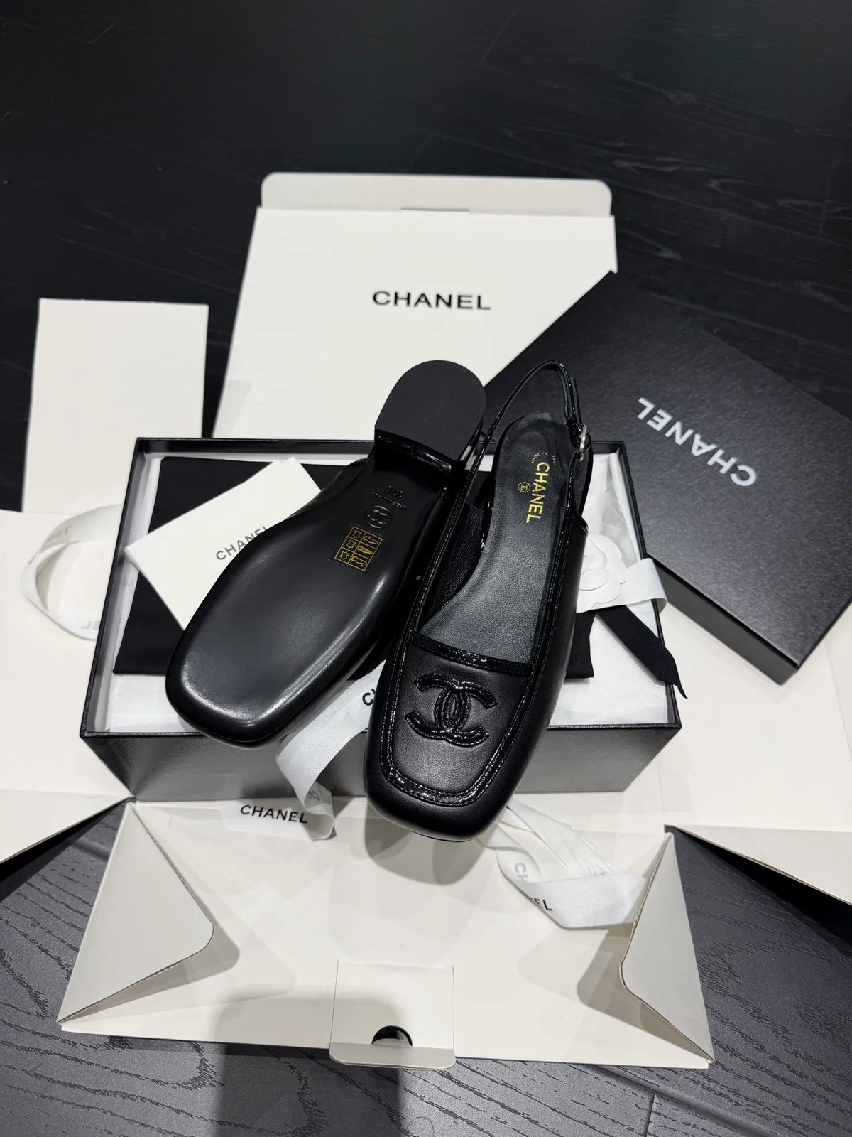 Chanel Women's 26B French Mule Sandals Sheepskin Leather 340614