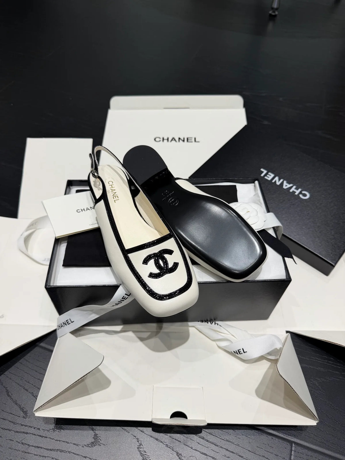 Chanel Women's 26B French Mule Sandals Sheepskin Leather 340617
