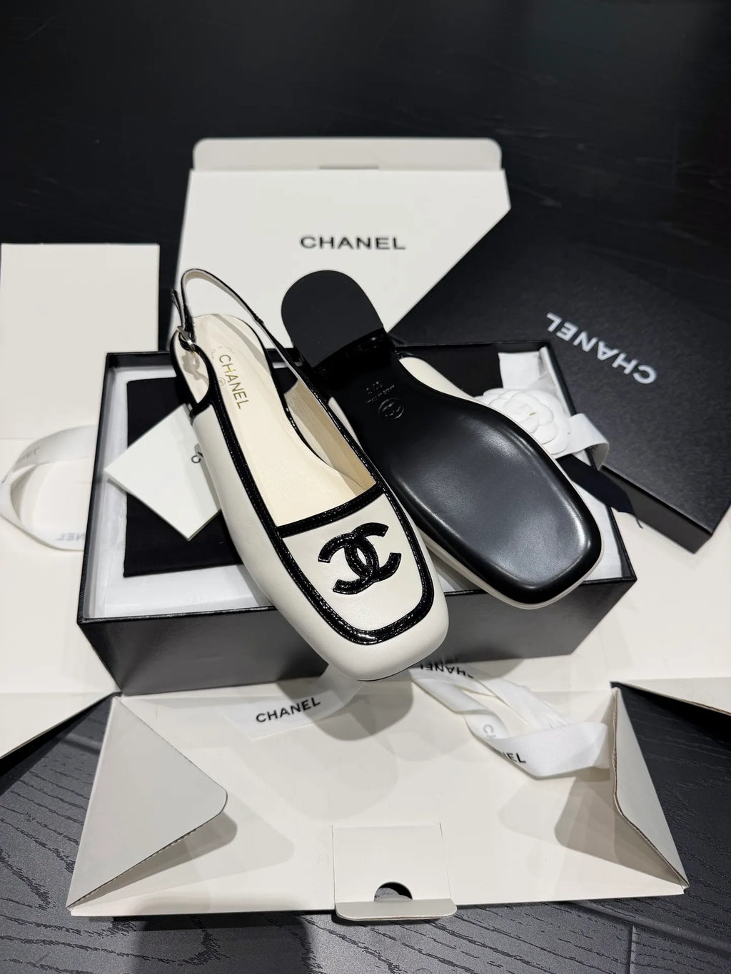 Chanel Women's 26B French Mule Sandals Sheepskin Leather 340617