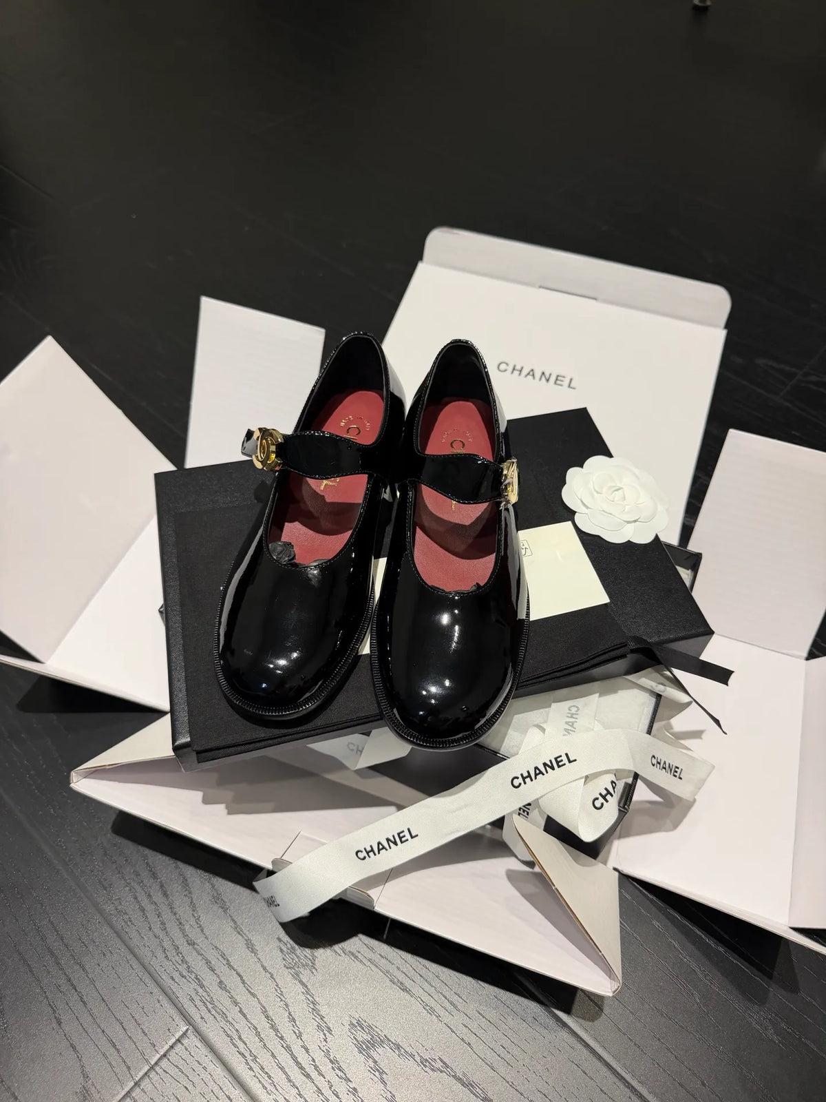 Chanel Women's 26B Mary Jane Loafers Patent Leather 340606