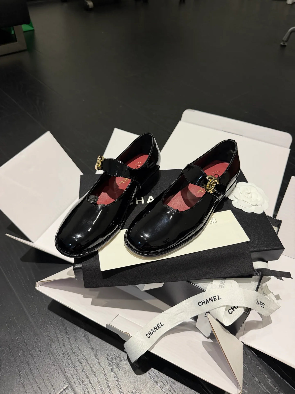 Chanel Women's 26B Mary Jane Loafers Patent Leather 340606