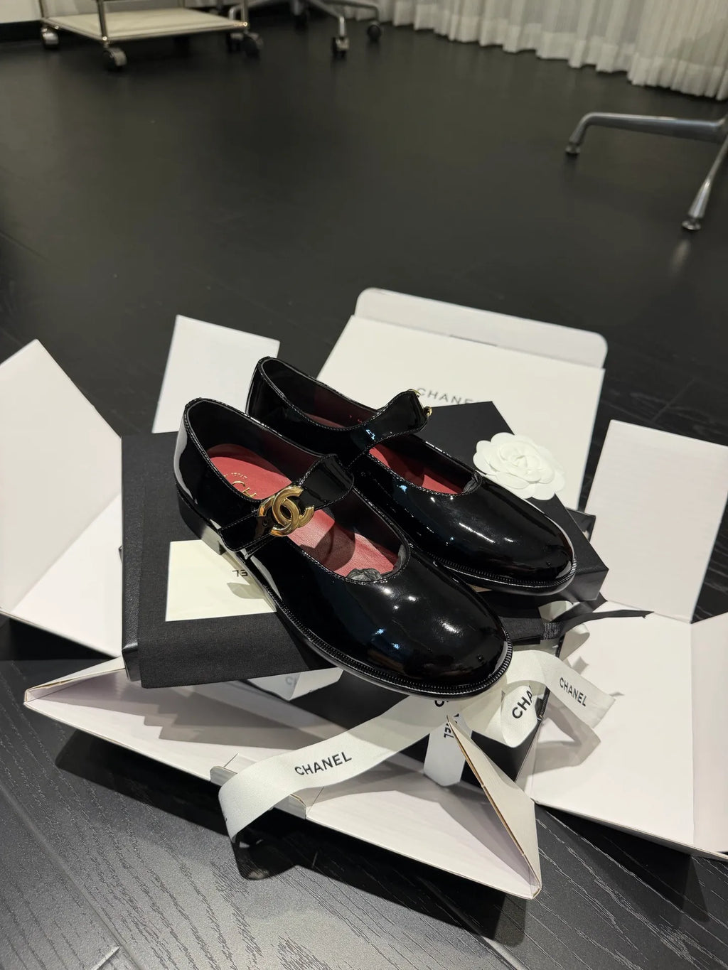 Chanel Women's 26B Mary Jane Loafers Patent Leather 340606
