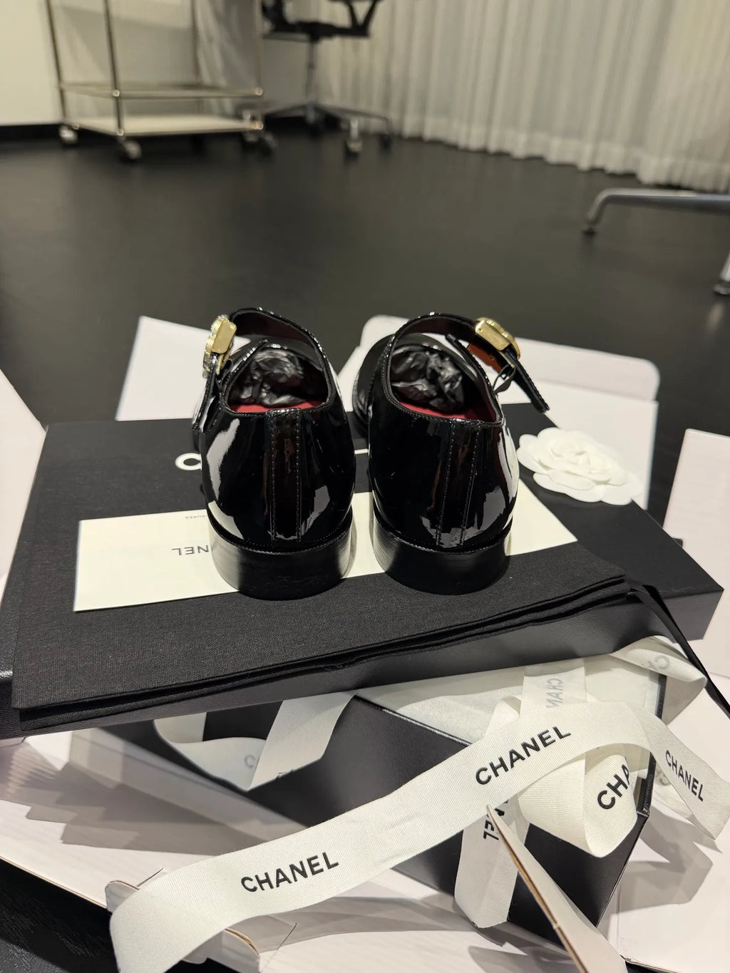 Chanel Women's 26B Mary Jane Loafers Patent Leather 340606
