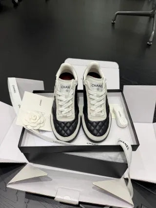 Chanel Women's 26S Quilted Tennis Shoes Calfskin Leather 340622