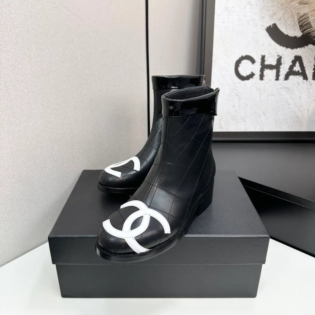 Chanel Women's Ankle Boots Cowhide Leather