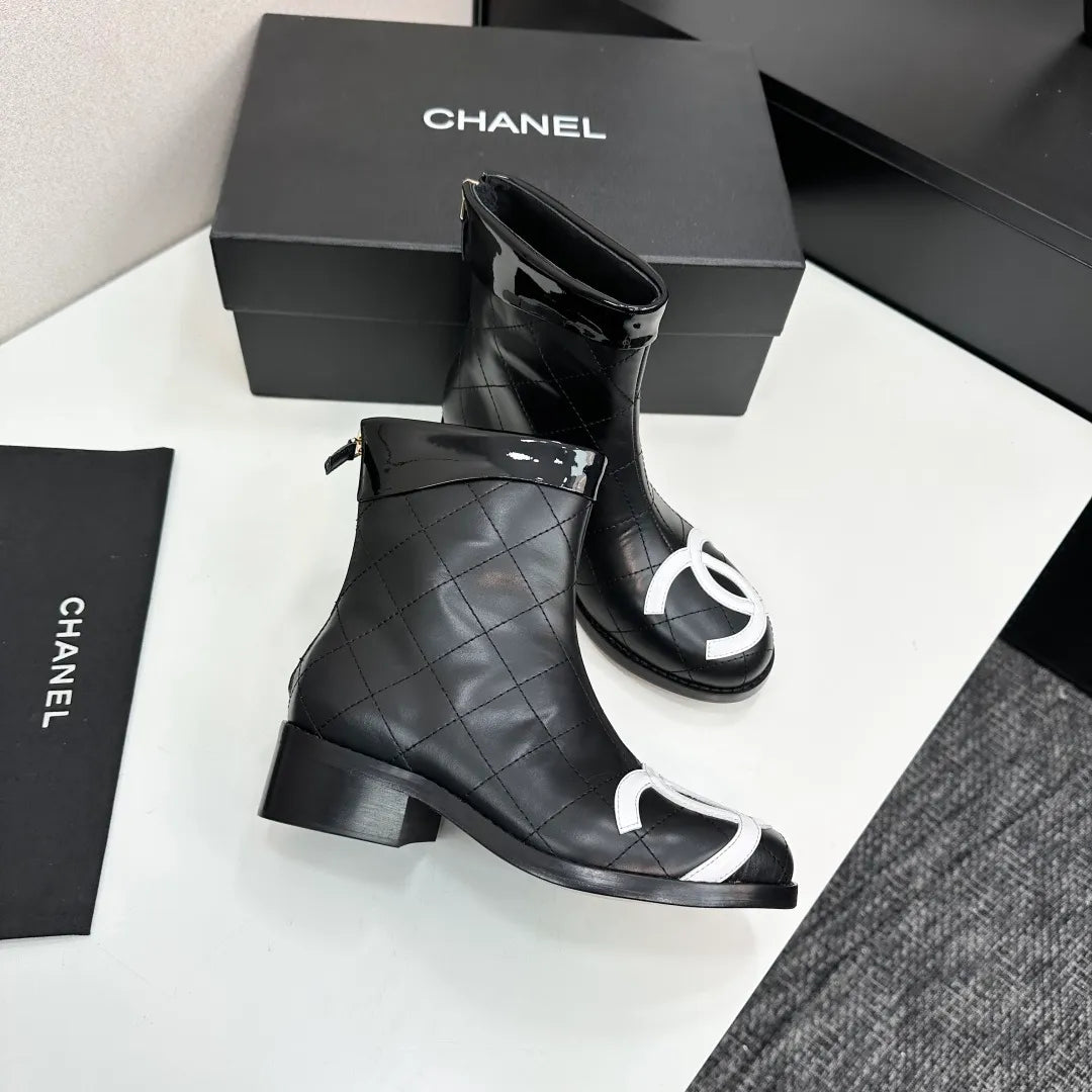 Chanel Women's Ankle Boots Cowhide Leather
