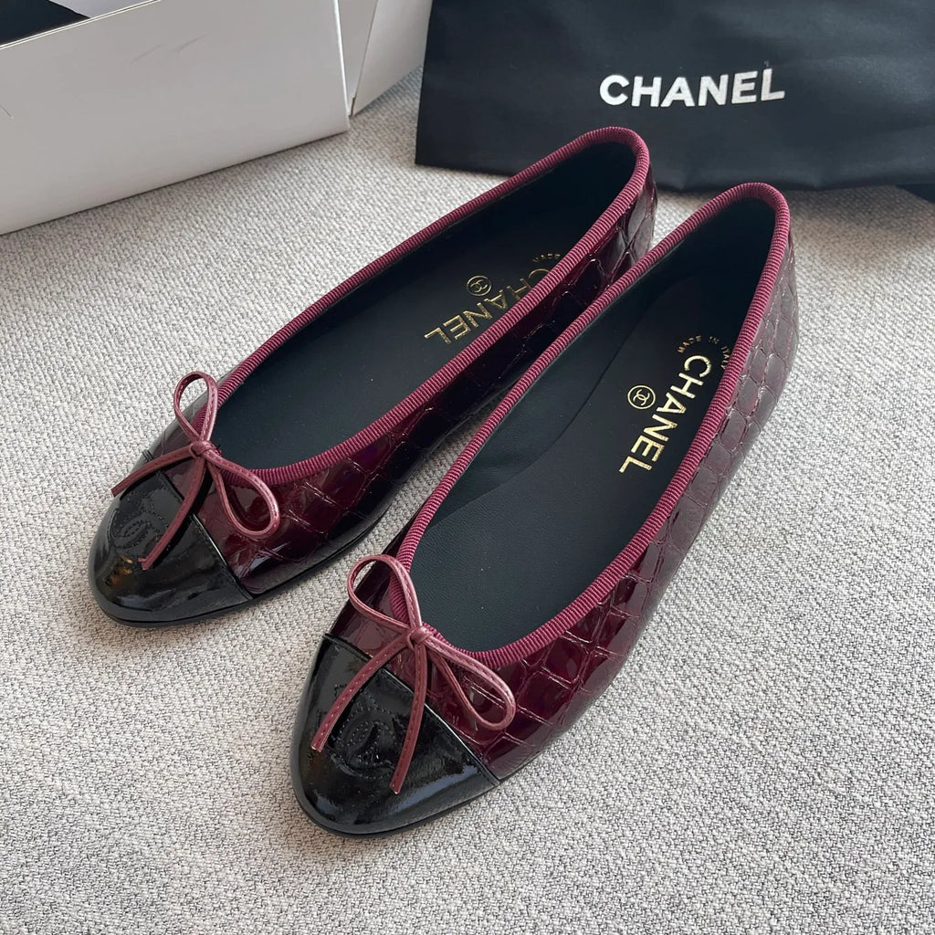Chanel Women's Ballet Flats Crocodile-Embossed Leather 327229