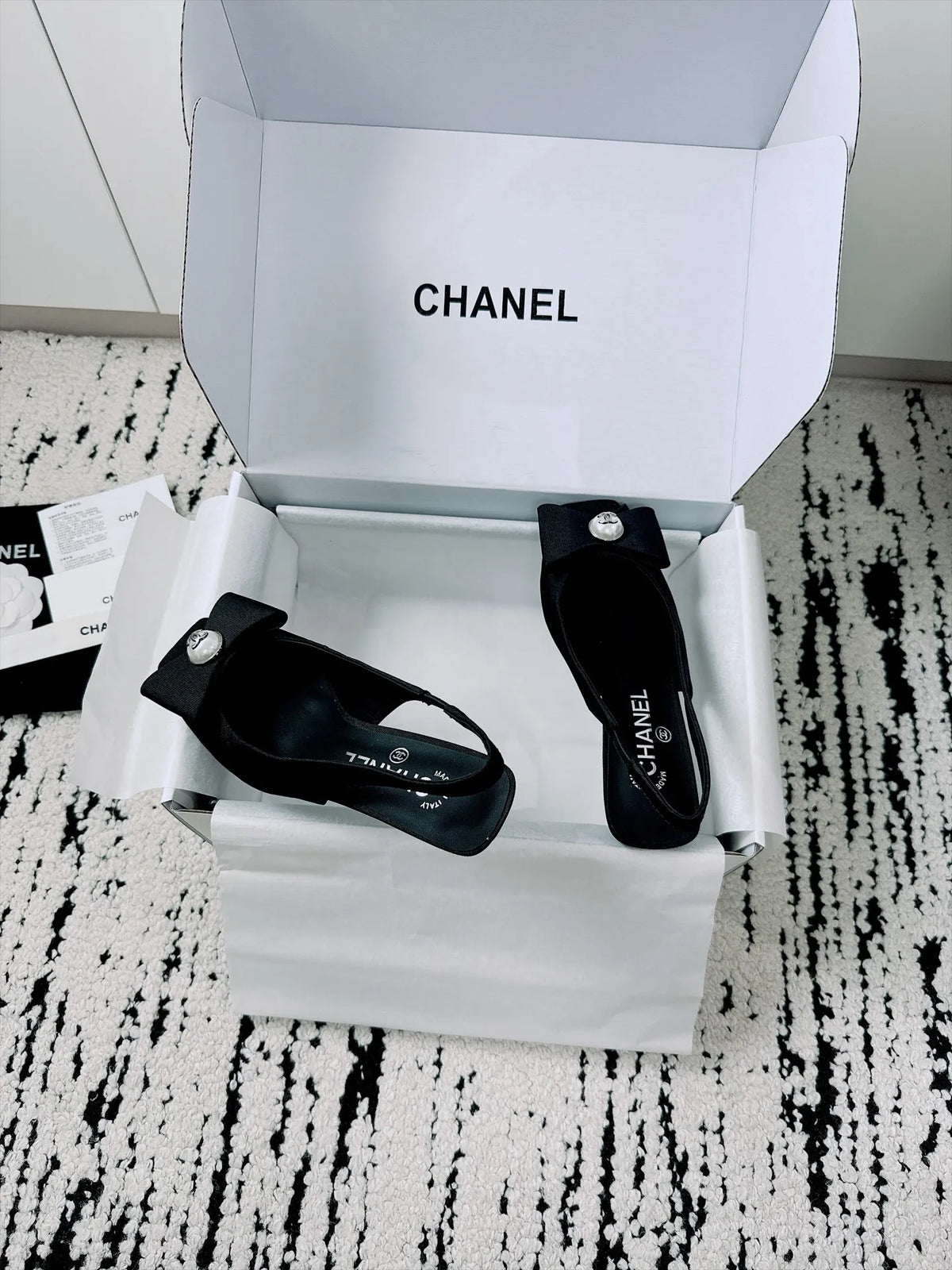Chanel Women's Bow Slingback High Heel Sandals Sheepskin 26A
