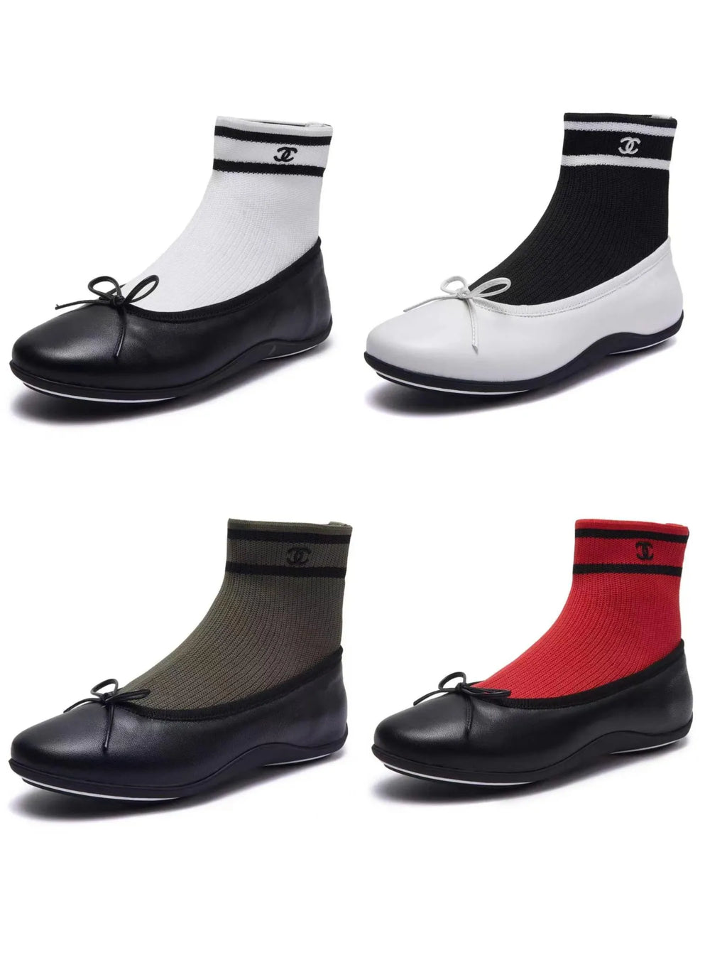 Chanel Women's Classic Bow Ballet Flats Lambskin Leather