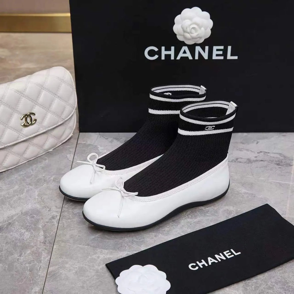 Chanel Women's Classic Bow Ballet Flats Lambskin Leather