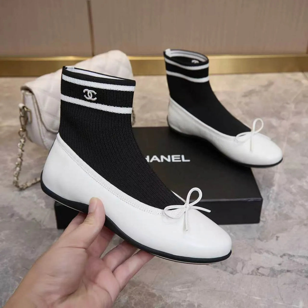 Chanel Women's Classic Bow Ballet Flats Lambskin Leather