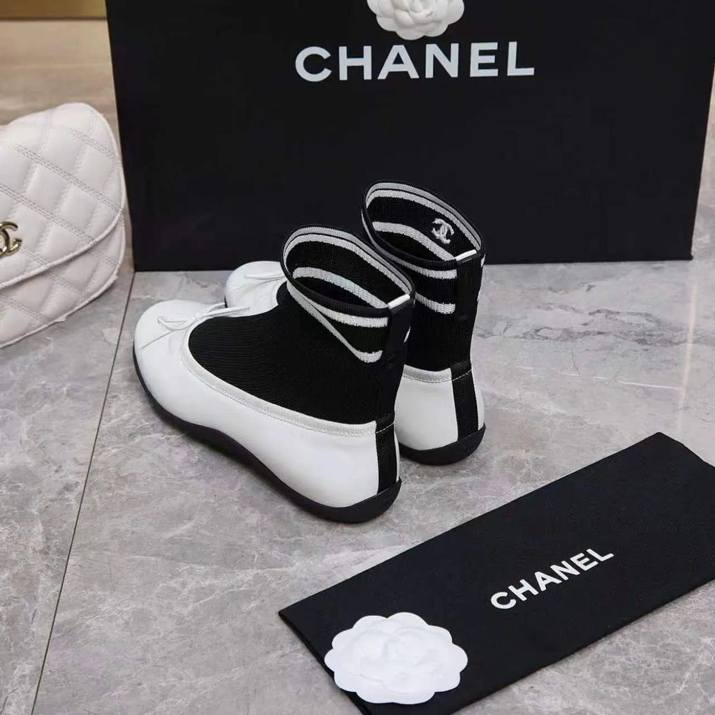 Chanel Women's Classic Bow Ballet Flats Lambskin Leather