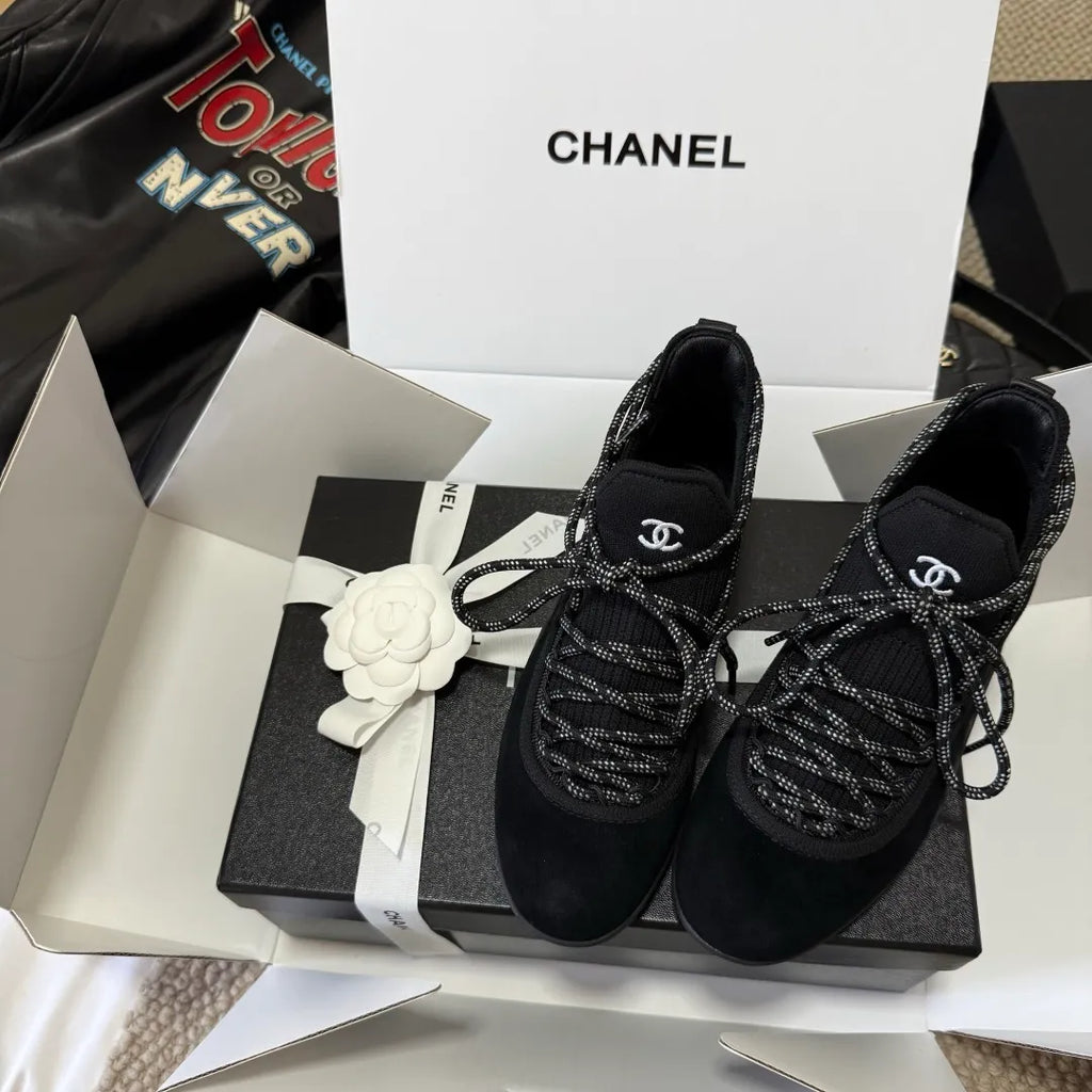 Chanel Women's German Training Shoes Knit Suede 385251
