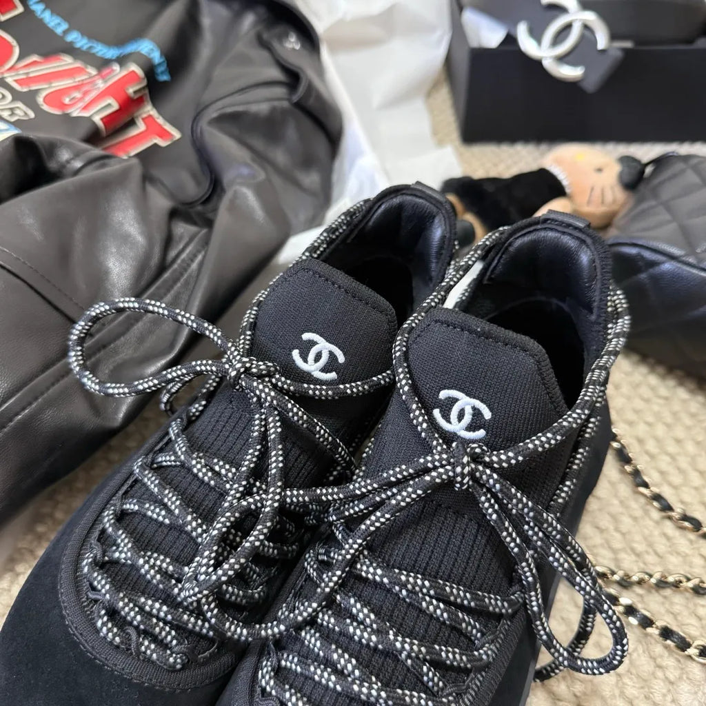 Chanel Women's German Training Shoes Knit Suede 385251