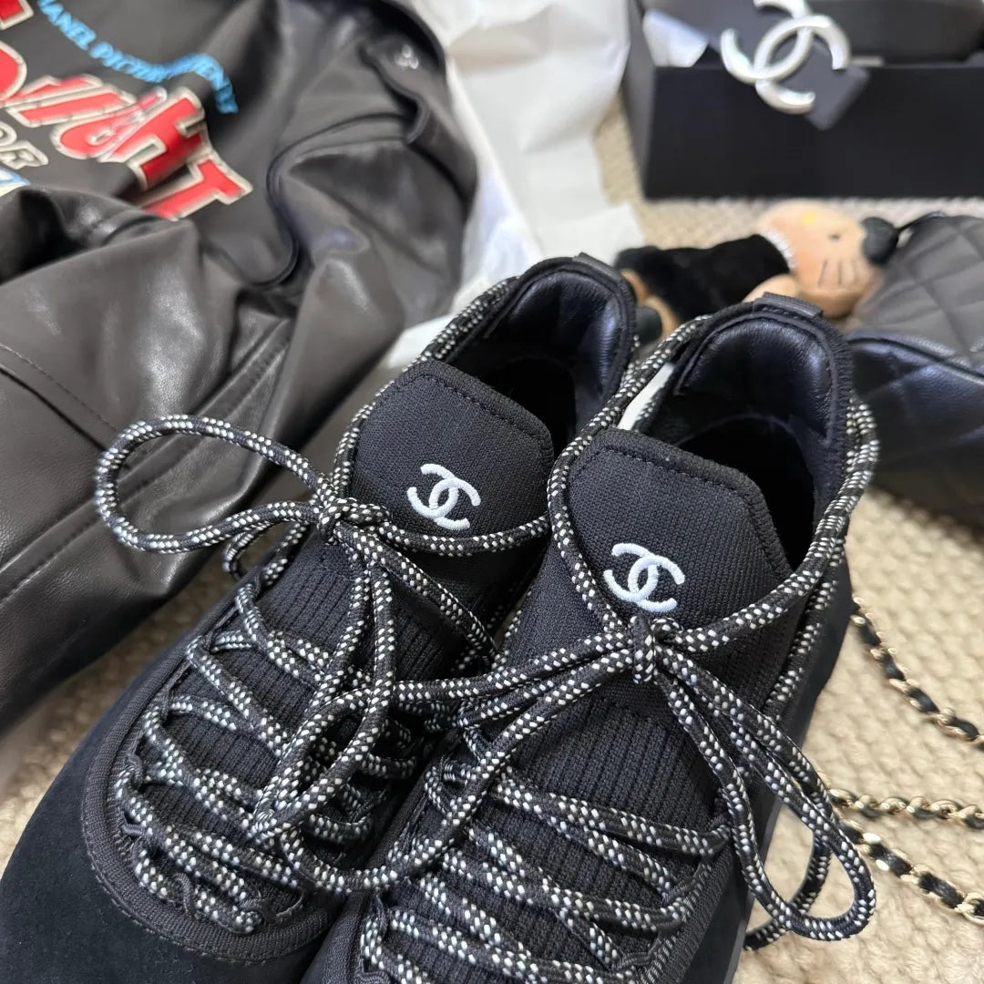 Chanel Women's German Training Shoes Knit Suede 385251