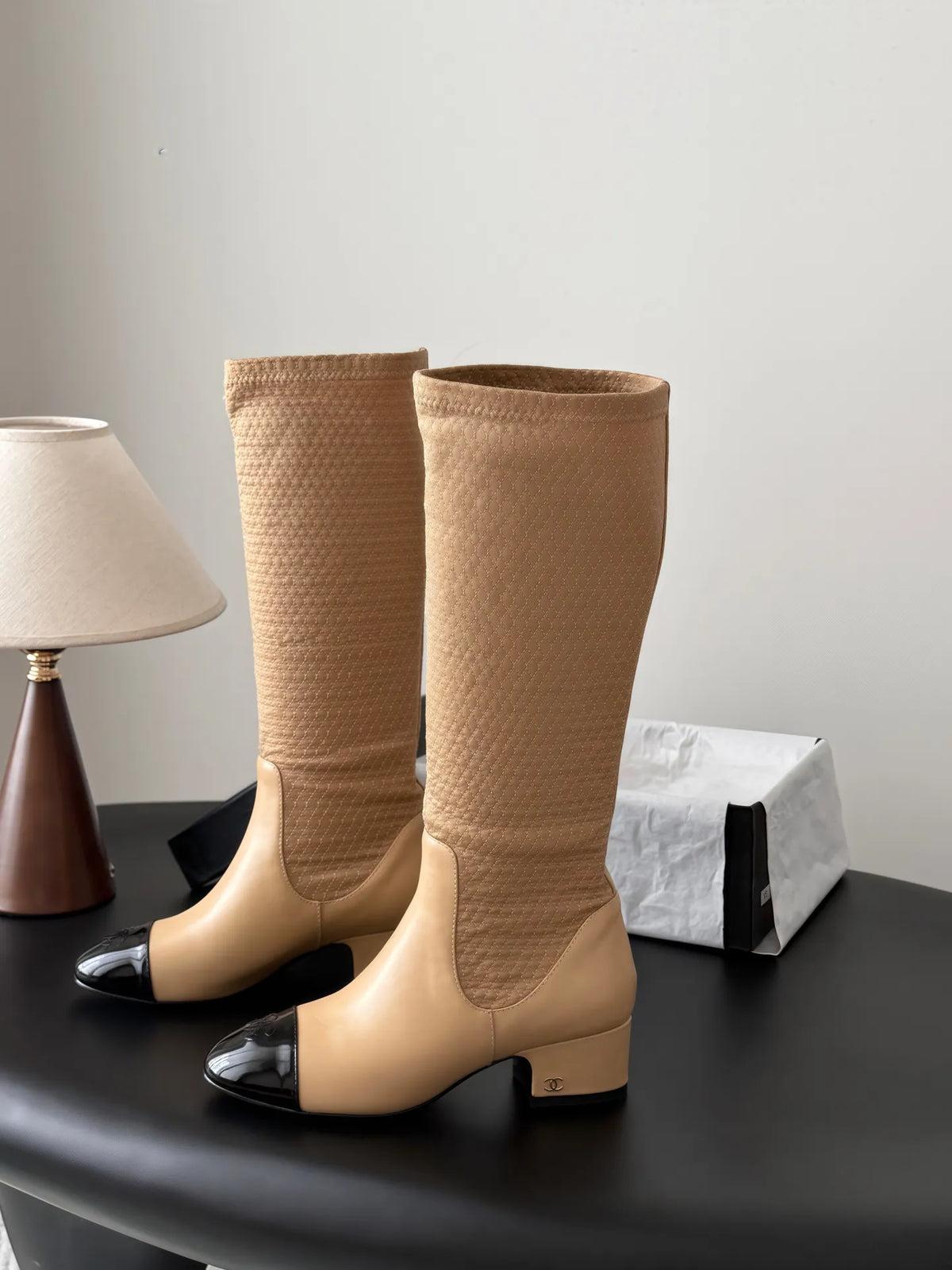 Chanel Women's Leather Métiers d'Art Double C Boots 26B