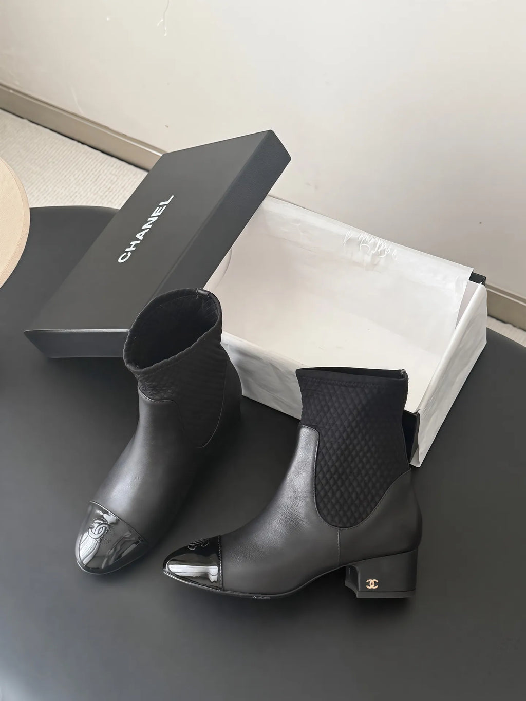 Chanel Women's Leather Métiers d'Art Double C Boots 26B