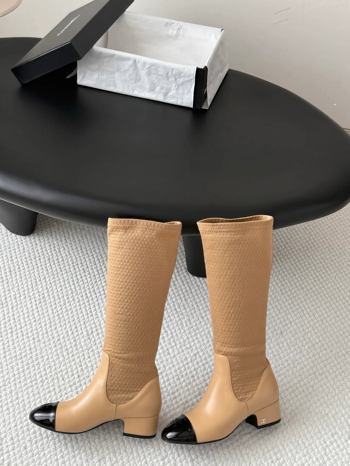 Chanel Women's Leather Métiers d'Art Double C Boots 26B