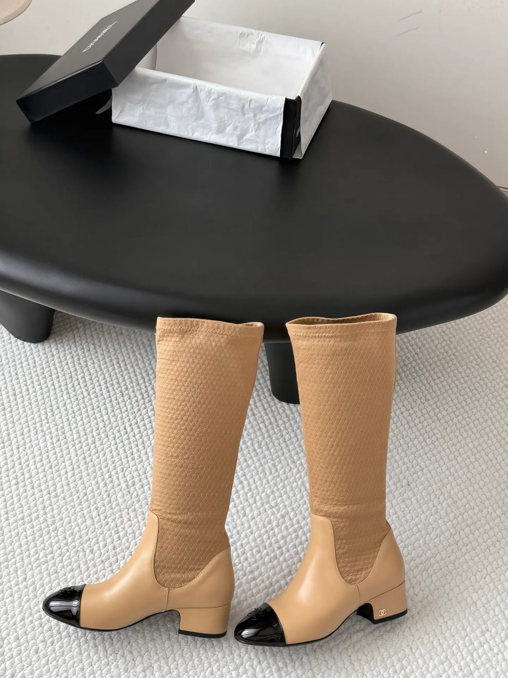 Chanel Women's Leather Métiers d'Art Double C Boots 26B